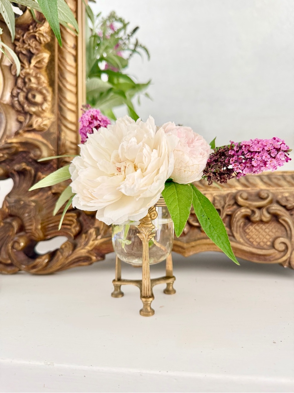 Vintage Brass & Glass Vase - Votive Candle Holder